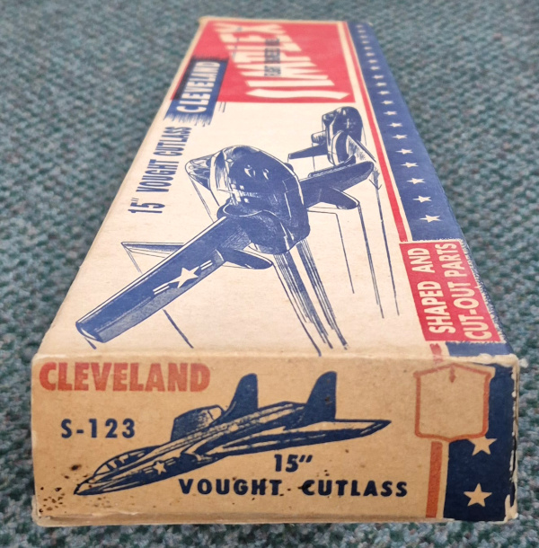 cleveland-models-simplex-s-123-1522-vought-cutlass-balsa-wood-airplane-model-kit-2 Vintage 1951 Cleveland Models Simplex S-123 15" Vought Cutlass Balsa Wood Airplane Model Kit Unbuilt in the Box 2
