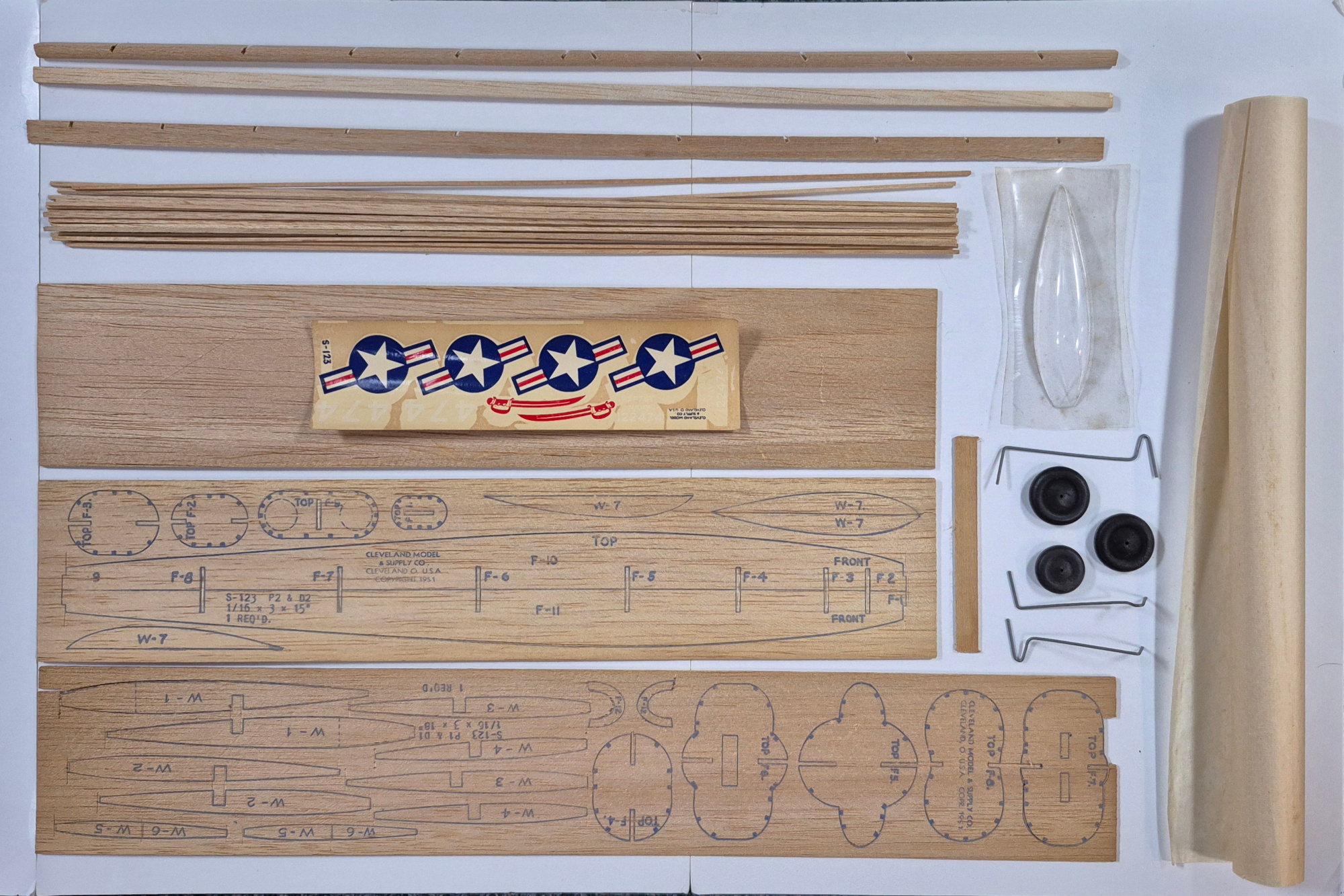 cleveland-models-simplex-s-123-1522-vought-cutlass-balsa-wood-airplane-model-kit-4 Vintage 1951 Cleveland Models Simplex S-123 15" Vought Cutlass Balsa Wood Airplane Model Kit Unbuilt in the Box 4