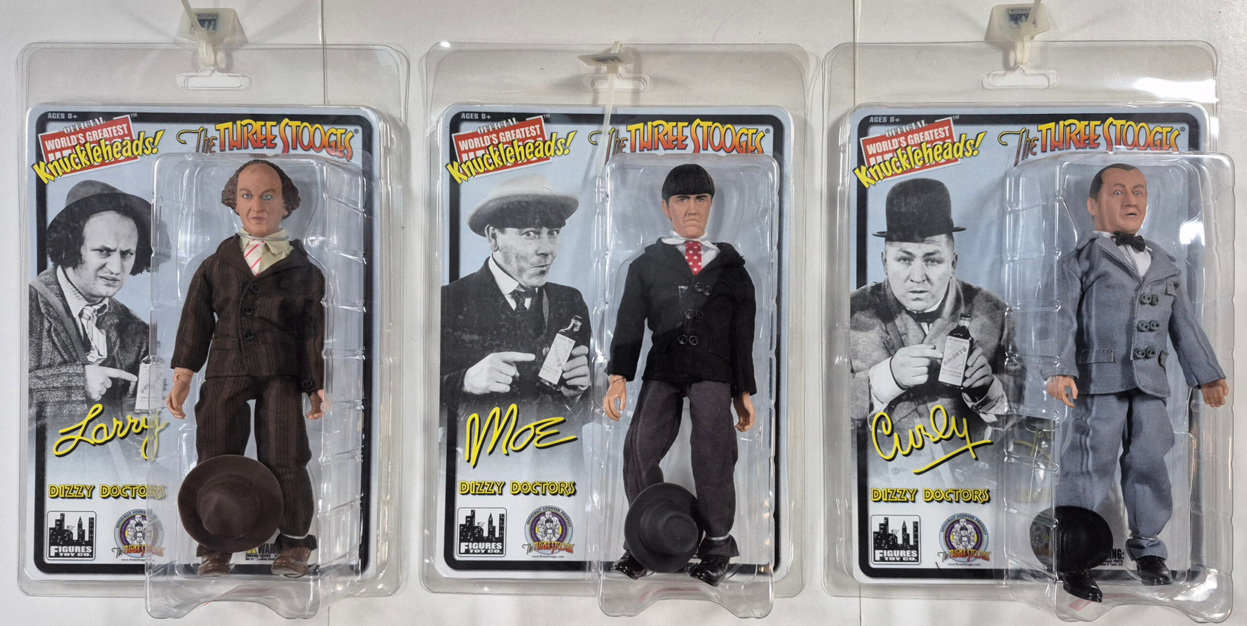 Figures Toy Co. The Three Stooges Dizzy Doctors Set of Three Action Figures: Mint on Card 1