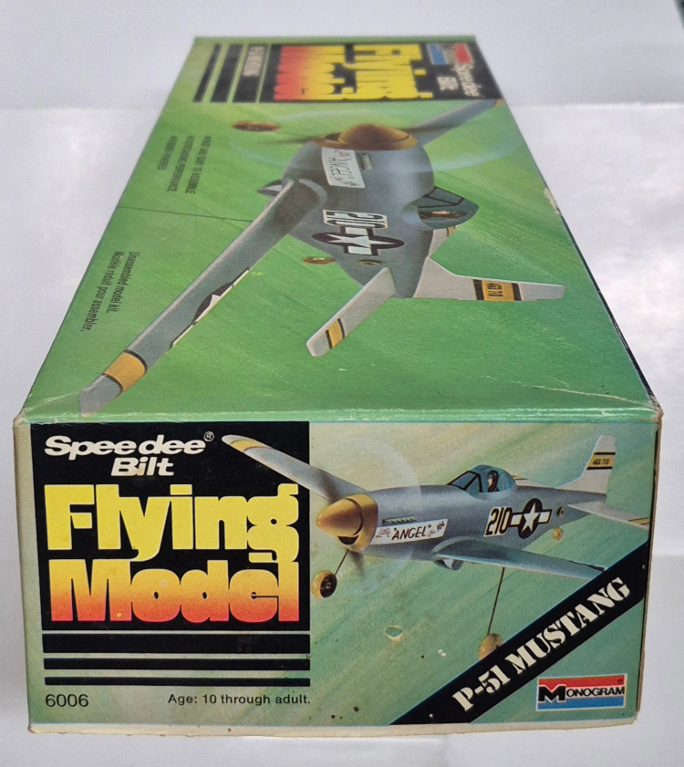 monogram-p-51-mustang-speedee-bilt-flying-model-kit-2 1977 Monogram P-51 Mustang Speedee Bilt Airplane Model Kit Unbuilt in the Box 2