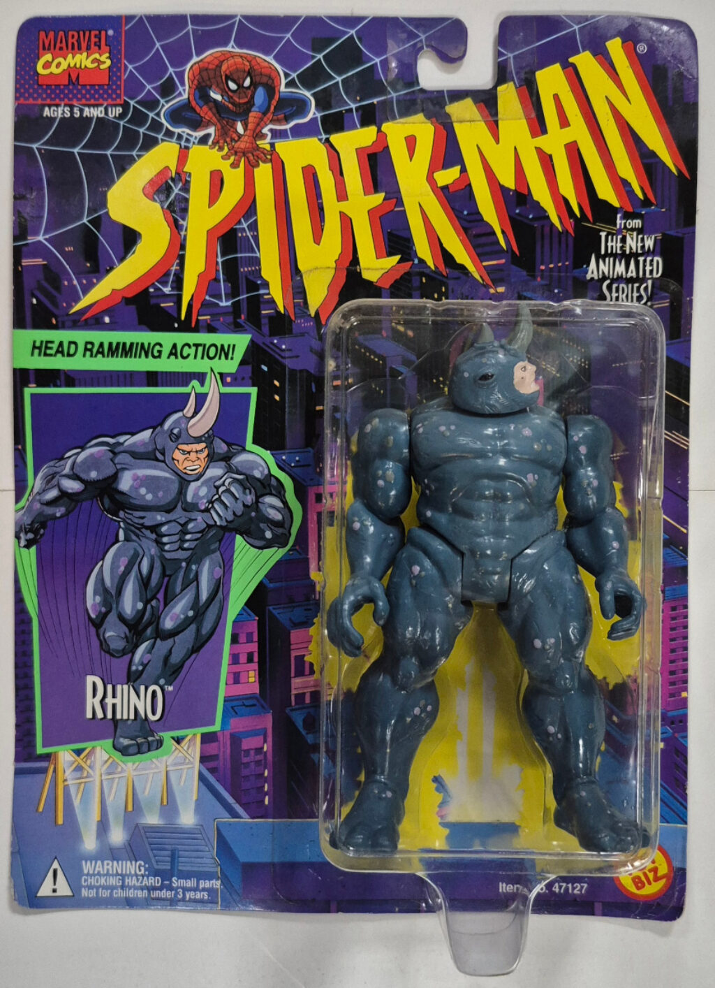 Toy Biz Spider-Man The Animated Series Rhino Action Figure: Mint on Card 1
