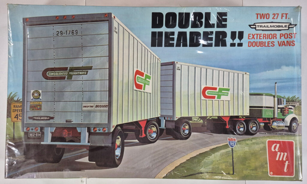 Vintage 1971 AMT Double Header!! Two 27Ft 'Trailmobile' Exterior Post Doubles Van Model Kit in the Box - Factory Sealed 1