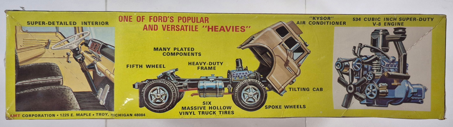 amt-ford-c-900-tilt-cab-tractor-truck-model-kit-3 Vintage 1972 AMT Ford C-900 Tilt-Cab Tractor Truck Model Kit in the Box - Factory Sealed 3