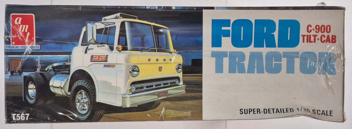 amt-ford-c-900-tilt-cab-tractor-truck-model-kit-4 Vintage 1972 AMT Ford C-900 Tilt-Cab Tractor Truck Model Kit in the Box - Factory Sealed 4