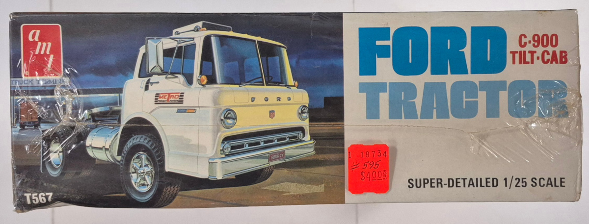 amt-ford-c-900-tilt-cab-tractor-truck-model-kit-5 Vintage 1972 AMT Ford C-900 Tilt-Cab Tractor Truck Model Kit in the Box - Factory Sealed 5
