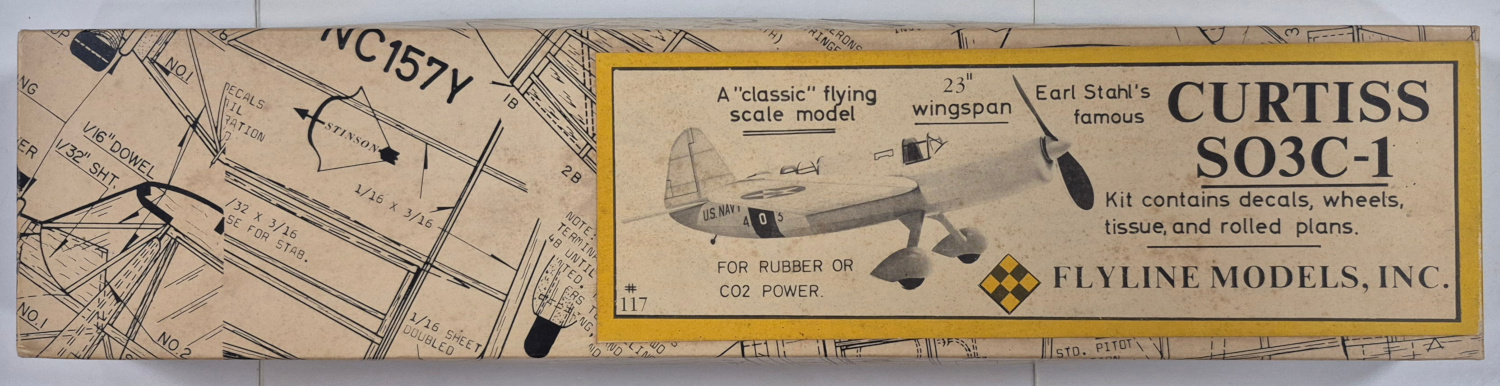flyline-models-earl-stahls-curtiss-so3c-1-balsa-wood-airplane-model-kit-1 Vintage 1976 Flyline Models Earl Stahl's Famous Curtiss SO3C-1 Balsa Wood Flying Airplane Model Kit in Box 1