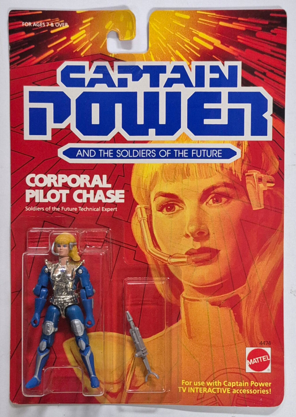 MOC Mattel Captain Power Corporal Pilot Chase Action Figure: Mint on Factory Sealed Card 1
