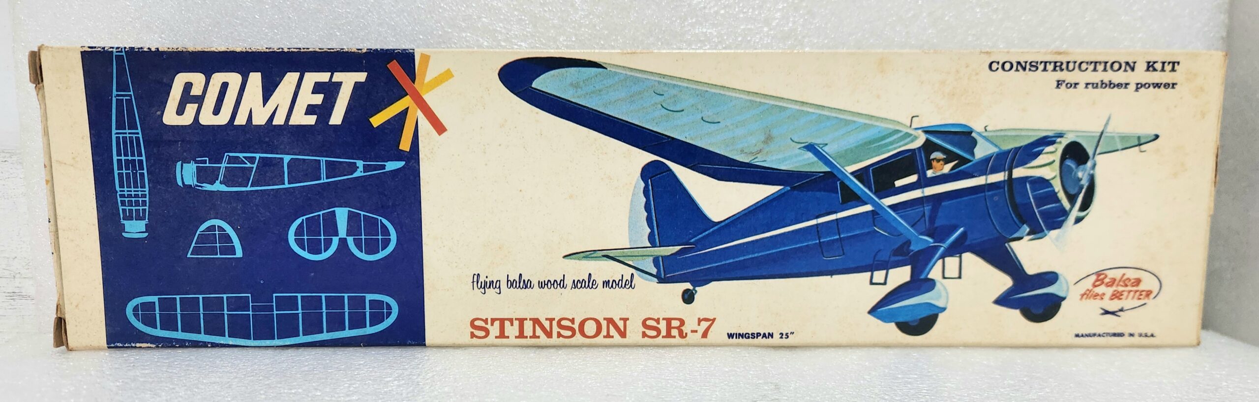 vintage-1974-comet-stinson-sr-7-balsa-wood-airplane-model-kit-complete-in-box-4 Vintage 1974 Comet Stinson SR-7 Balsa Wood Airplane Model Kit Complete in Box 4