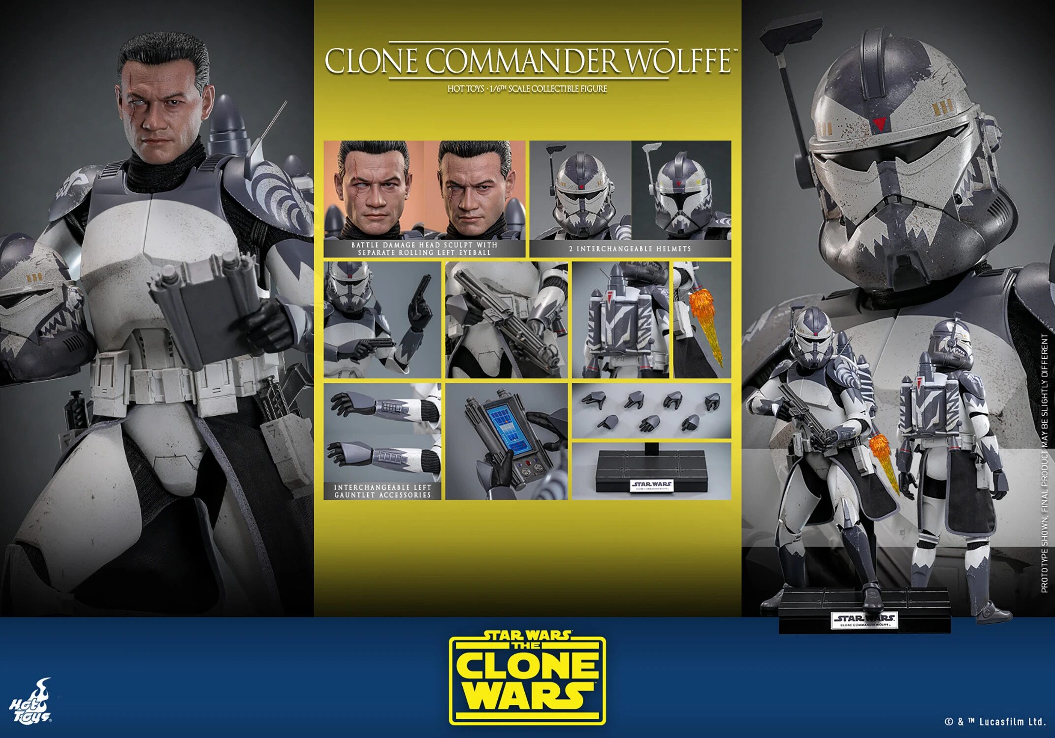 Created with GIMP Hot Toys TMS141 Star Wars The Clone Wars Clone Commander Wolffe 1:6 Scale Figure 3