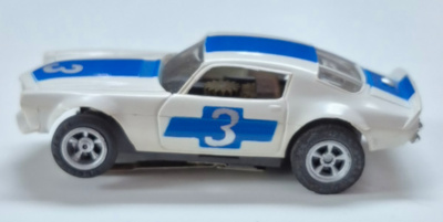aurora-thunderjet-500-1756-white-blue-3-camaro-z-28-trans-am-ho-slot-car-4 Aurora A/FX #1756 White with Blue Stripe #3 Camaro Z-28 Trans Am HO Slot Car: Track Tested 4