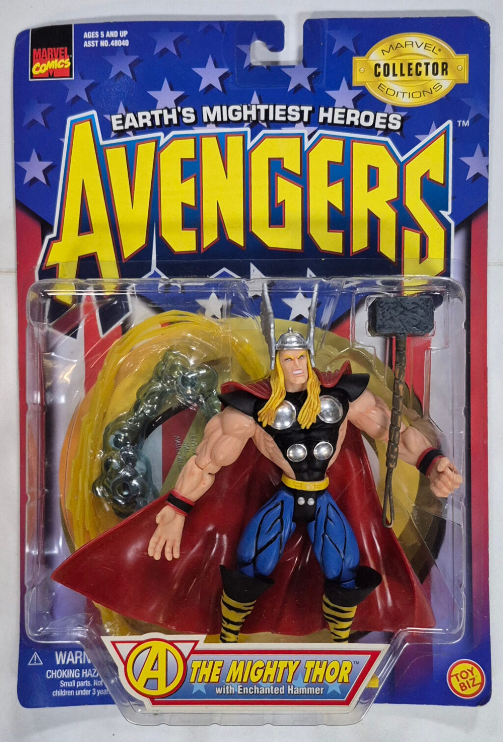 Toy Biz Marvel Collector Editions The Mighty Thor with Enchanted Hammer Action Figure: Mint on Card 1