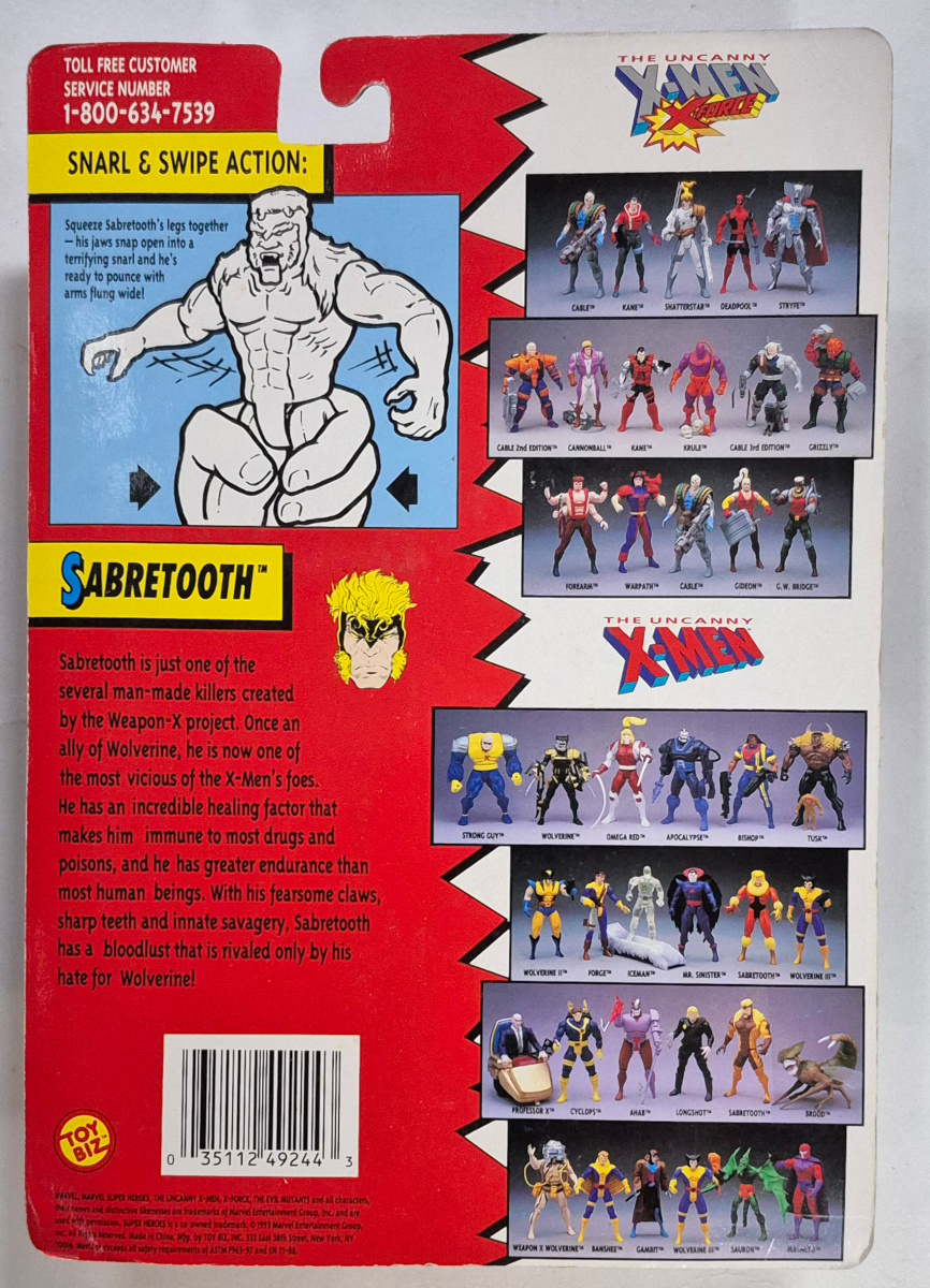 toy-biz-the-uncanny-x-men-evil-mutants-snarl-and-swipe-sabretooth-2 Toy Biz The Uncanny X-Men Evil Mutants Sabretooth Action Figure: Mint on Card 2
