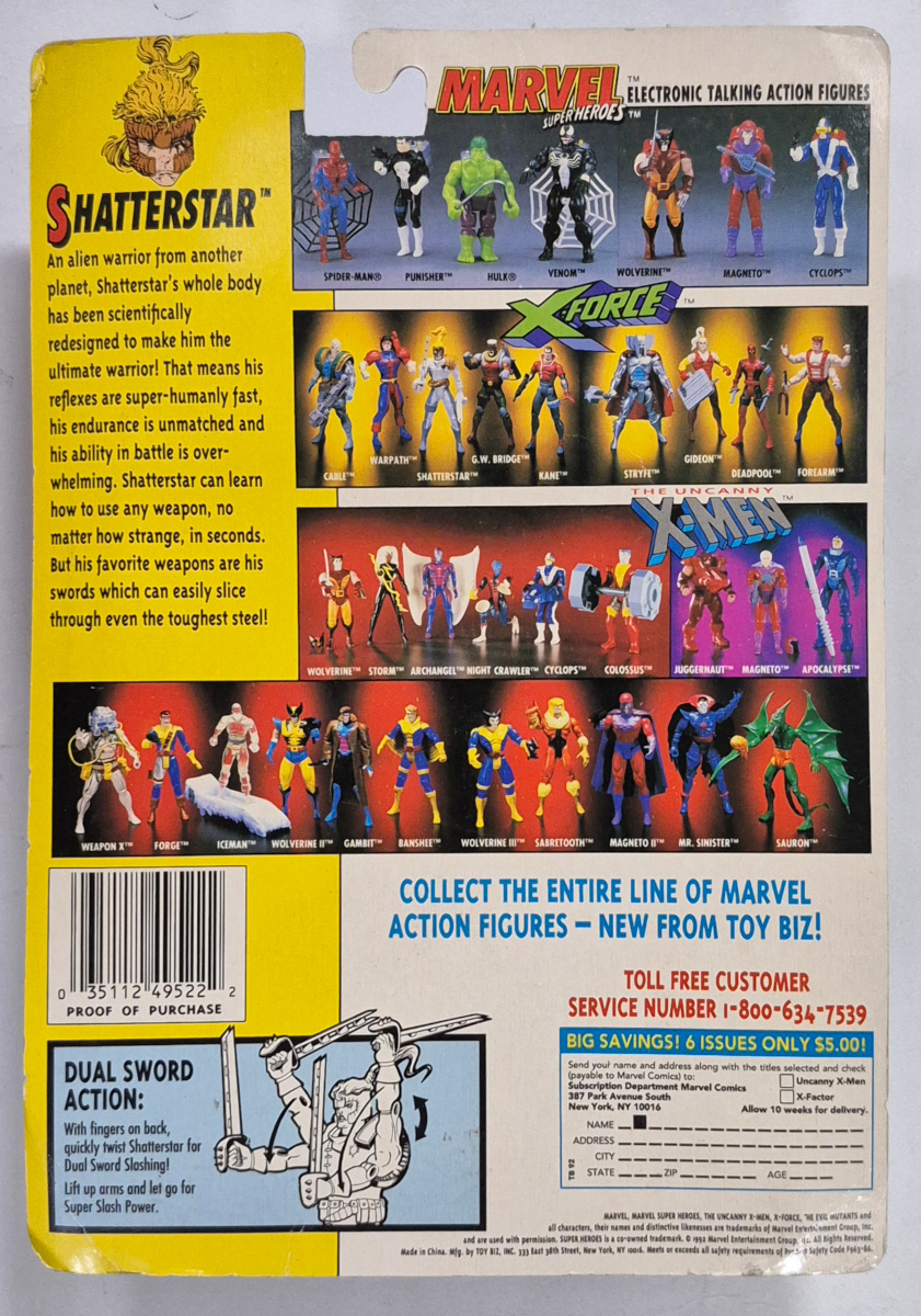 toy-biz-x-men-x-force-dual-sword-action-shatterstar-2 Toy Biz X-Men X-Force Shatterstar Action Figure: Mint on Card 2