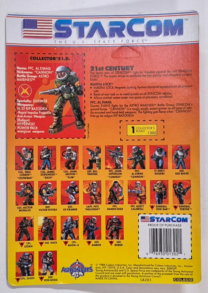 moc-coleco-starcom-pfc-al-evans-2 MOC 1986 Coleco StarCom PFC Al "Cannon" Evans Figure : Mint on Card 2