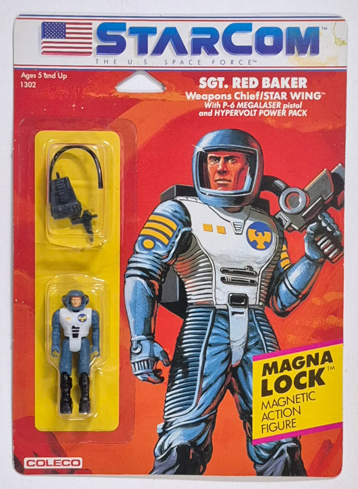 MOC 1986 Coleco StarCom Sgt. Red Baker Figure : Mint on Card 1