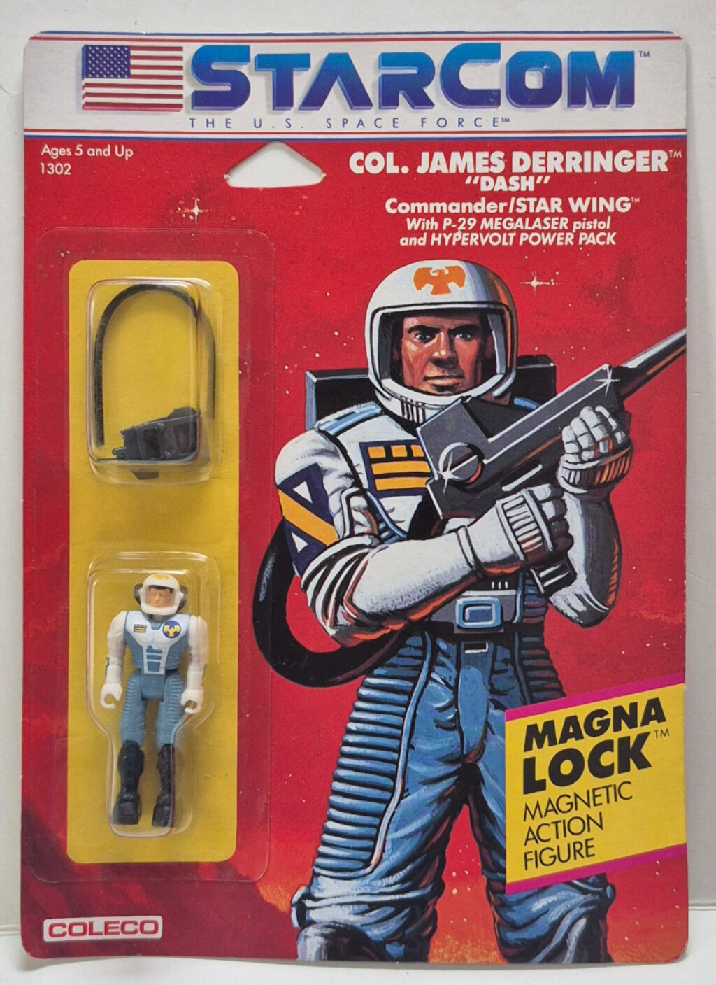 MOC 1986 Coleco StarCom Star Wing Col. James "Dash" Derringer Figure : Mint on Card 1