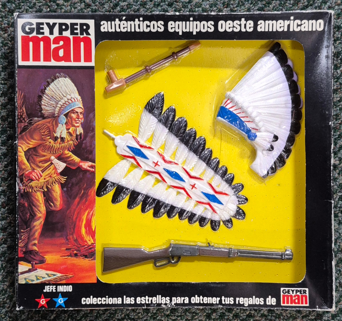 MIB 1975 Geyperman Hasbro Autenticos Equipos Oeste Jefe Indio Set #7513: Mint in Box 1