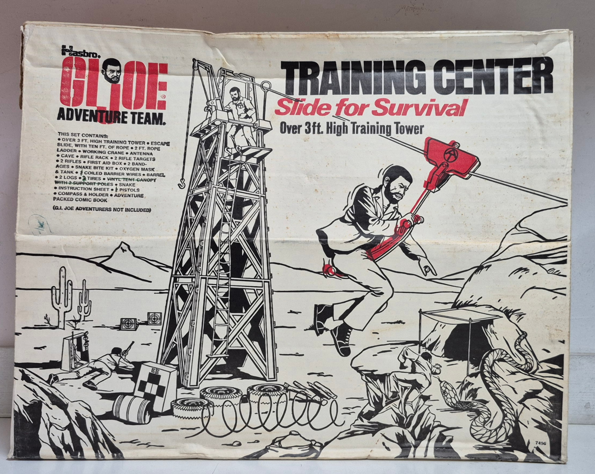 hasbro-1973-gi-joe-adventure-team-training-center-slide-for-survival-with-sears-exclusive-searchlight-2 Hasbro 1973 G.I. Joe Adventure Team Training Center Slide for Survival with Sears Exclusive Searchlight and Play Mat Complete in the Box 2