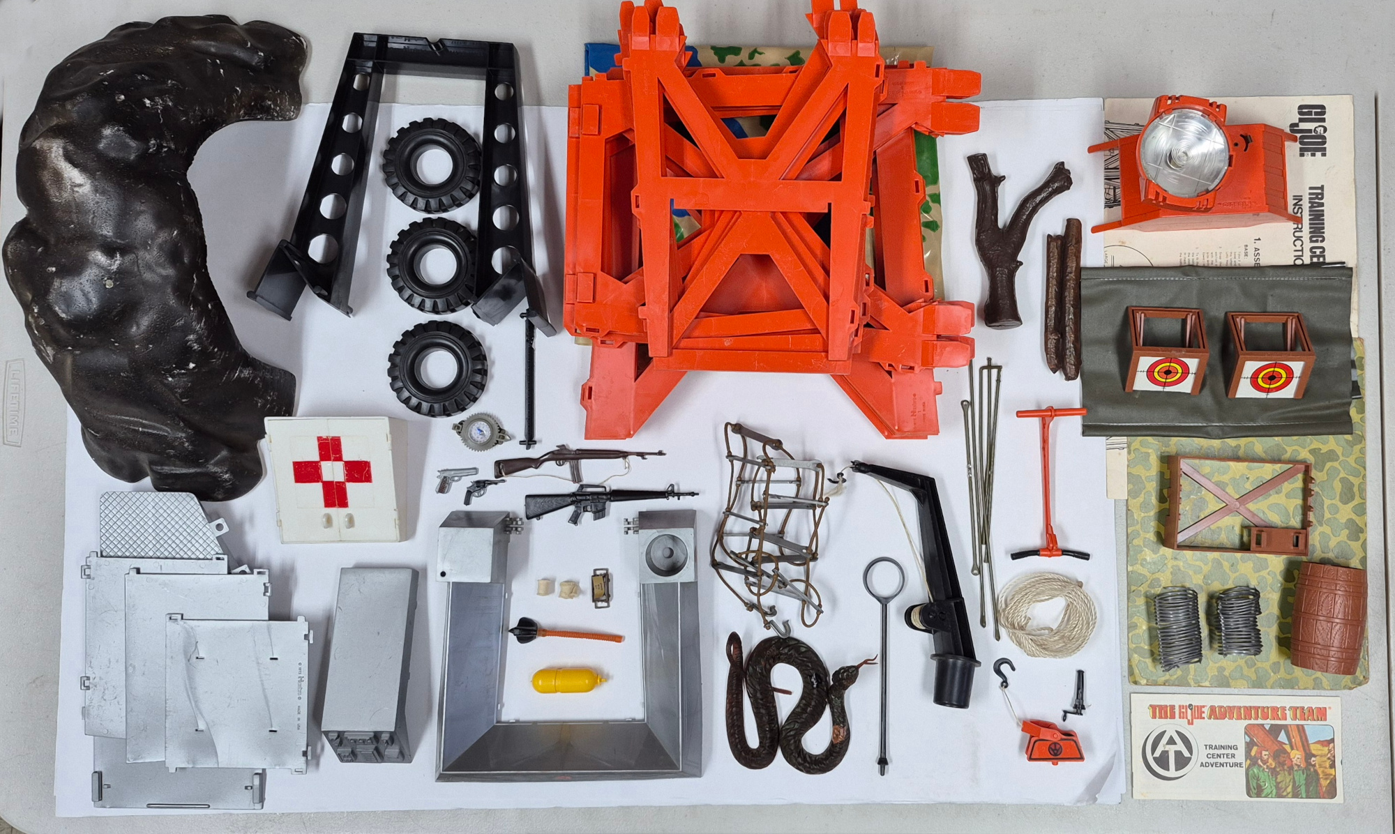 hasbro-1973-gi-joe-adventure-team-training-center-slide-for-survival-with-sears-exclusive-searchlight-7 Hasbro 1973 G.I. Joe Adventure Team Training Center Slide for Survival with Sears Exclusive Searchlight and Play Mat Complete in the Box 7