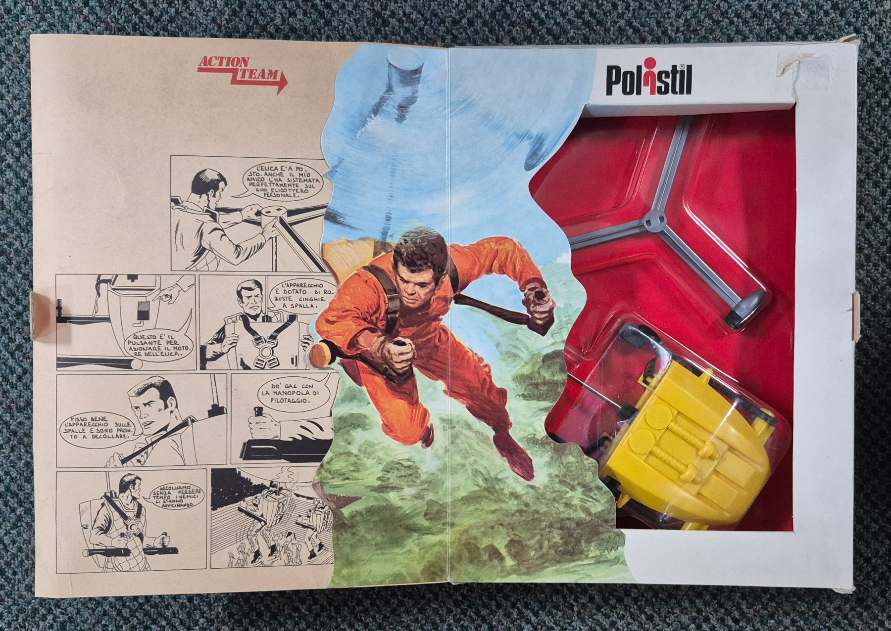 polistil-hasbro-action-team-gi-joe-turbo-copter-equipment-set-20-3 MIB 1975 Polistil Action Team Hasbro G.I. Joe Turboelica Individuale (Turbo Copter) Equipment Set #17: Mint in Box 3