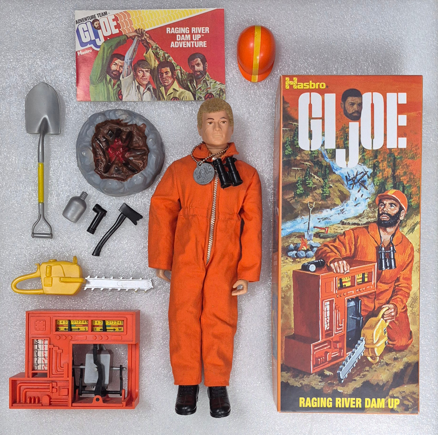 hasbro-1975-gi-joe-adventure-team-land-adventurer-and-raging-river-dam-up-equipment-set-7330-2 1975 Hasbro G.I. Joe Adventure Team Land Adventurer with Raging River Dam Up Equipment Set 7330 in Custom Box 2