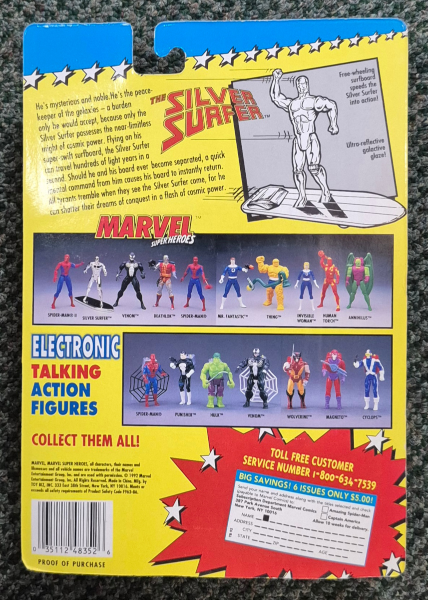 toy-biz-marvel-super-heroes-silver-surfer-2 Toy Biz 1992 Marvel Super Heroes Silver Surfer Action Figure: Mint on Card 2