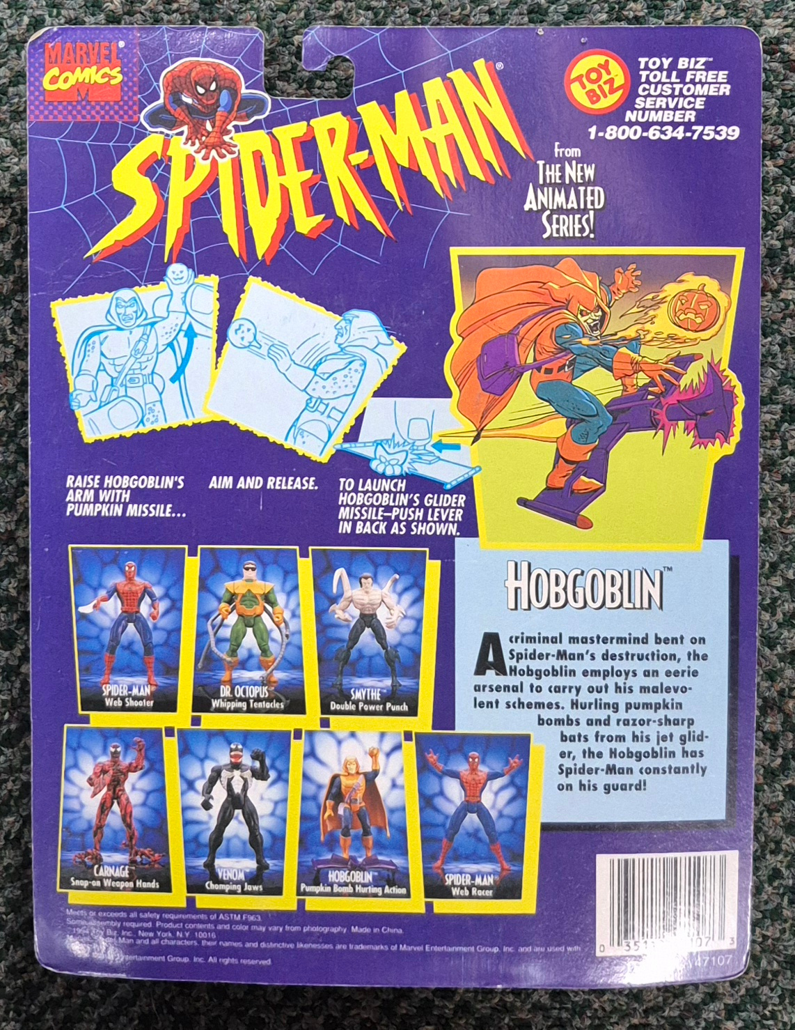 toy-biz-spider-man-the-new-animated-series-hobglobin-2 MOC Toy Biz Spider-Man The New Animated Series Hobgolbin Action Figure: Mint on Card 2