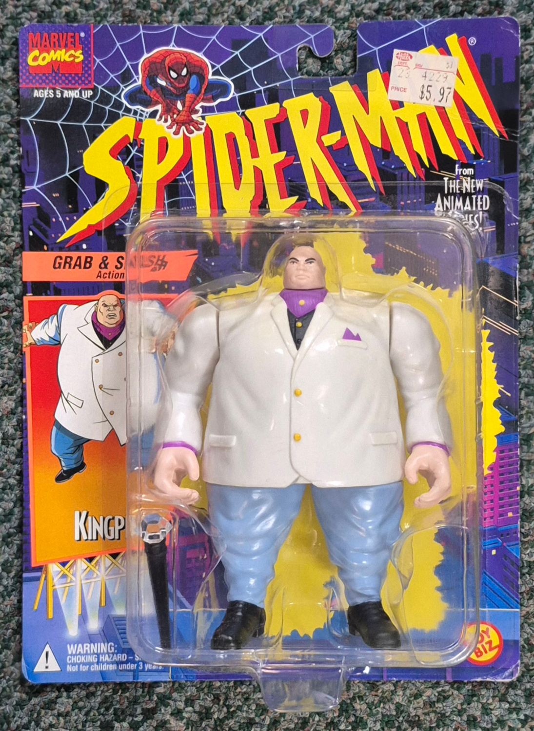 MOC Toy Biz Spider-Man The New Animated Series Kingpin Action Figure: Mint on Card 1