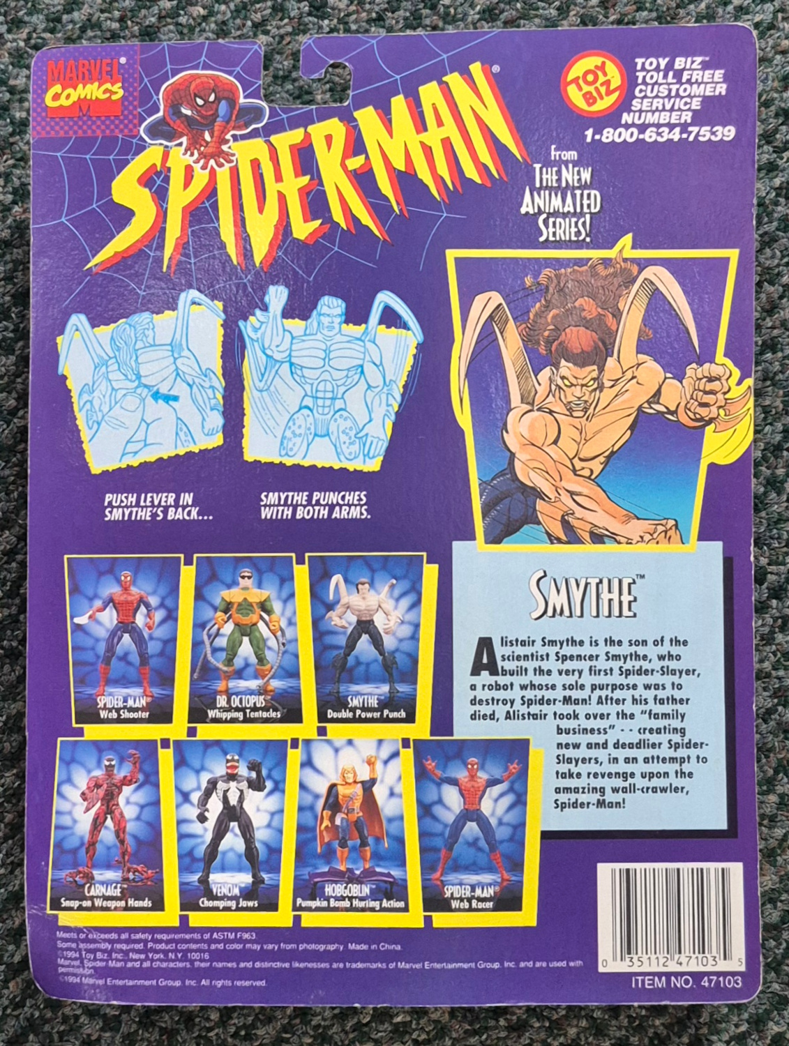 toy-biz-spider-man-the-new-animated-series-smythe-2 MOC Toy Biz Spider-Man The New Animated Series Smythe Action Figure: Mint on Card 2