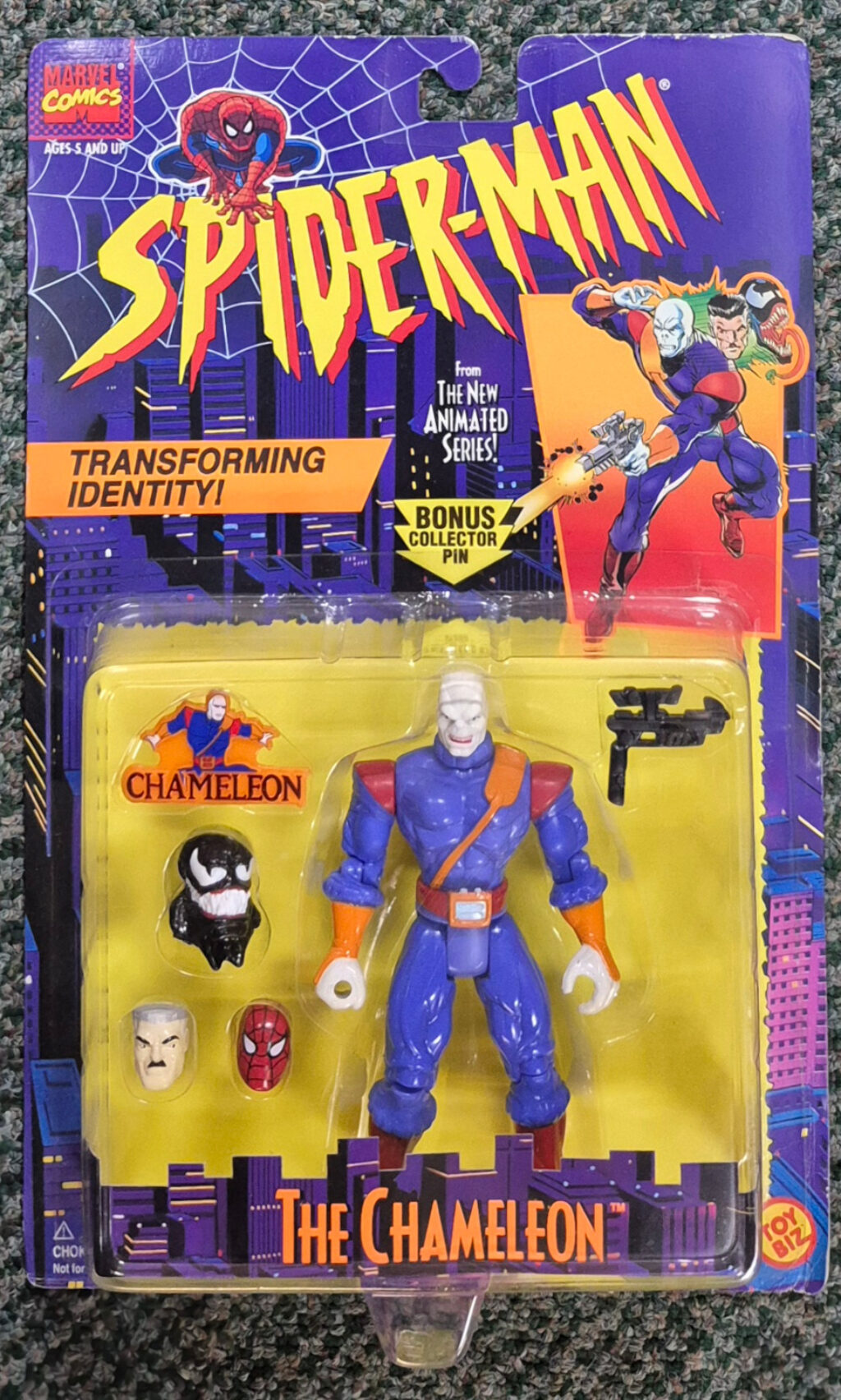 MOC Toy Biz Spider-Man The New Animated Series The Chameleon Action Figure: Mint on Card 1