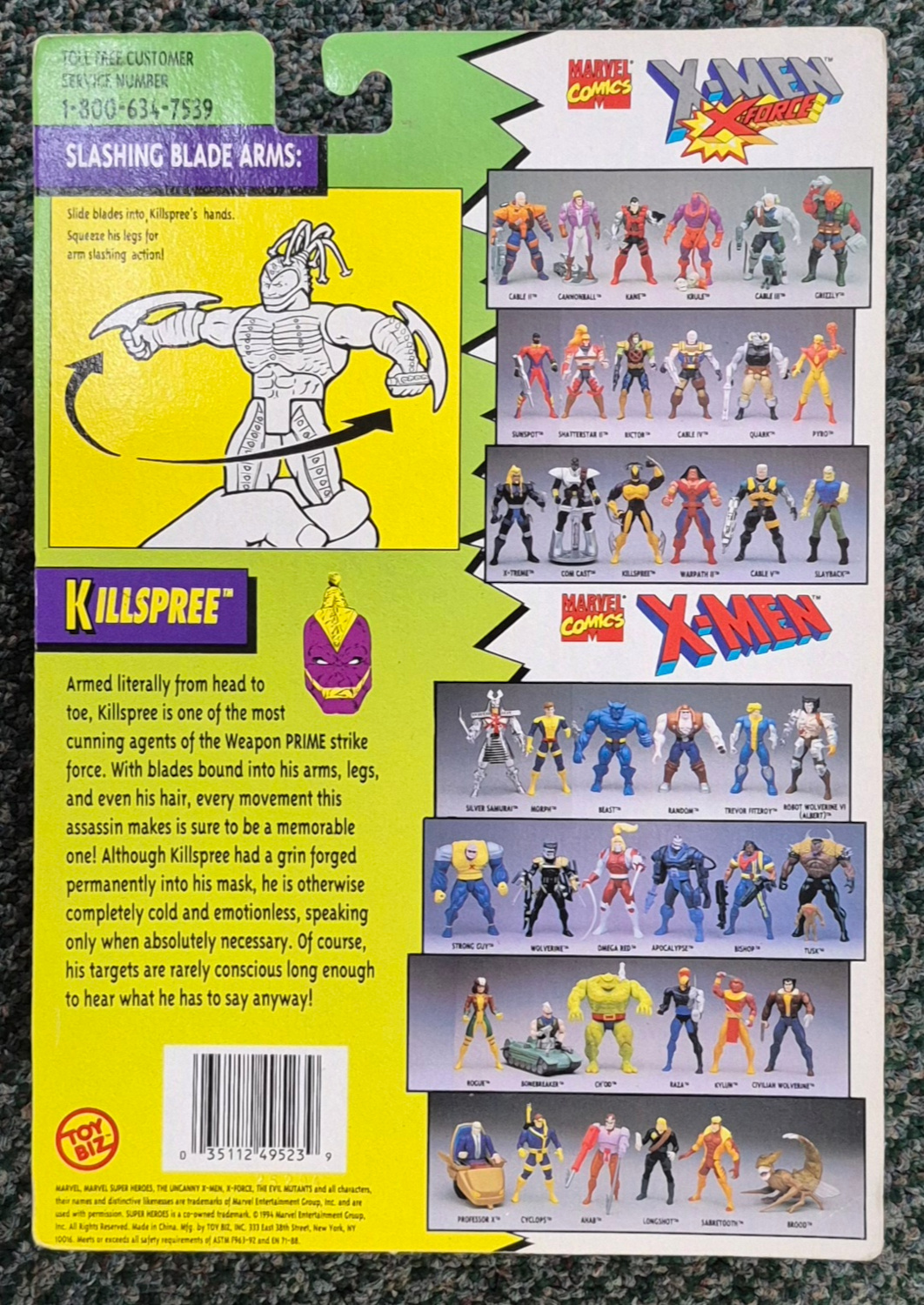 toy-biz-uncanny-x-men-evil-mutants-series-killspree-2 Toy Biz Uncanny X-Men Evil Mutant Series Killspree Action Figure: Mint on Card 2